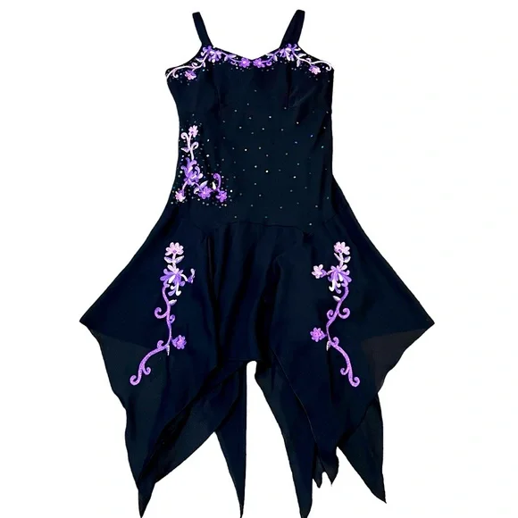 whimsical semi formal dress Whimsy Asymmetrical Midi Dress Black main image 1